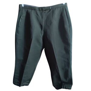 Vintage Military-Style Green Stretch Nylon High-Waisted Pants Capri 1960s 29W